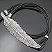 Silver Plated Q&Q Fashion Vintage Indian Big Leaf Feather Charms Lariat Leather Costume Aztec Bib Necklace
