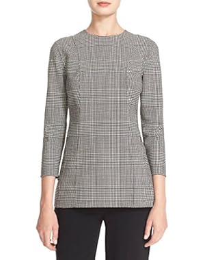 Women's Lauret Portland Plaid Stretch Wool Top Black/White Size 00