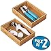 mDesign Pack of 2 Functional Drawer Organiser — Elegant Bamboo Kitchen Drawer Divider for Cutlery, Silverware, Utensils – Convenient Drawer Separator – Light Brown