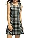 Allegra K Women's Mini Bodycon A-Line Sleeveless Plaid Dress Medium Grey