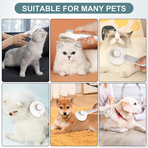 AUBERRY Self Cleaning Slicker Brush,Long & Short Hair Pets Gently Removes Loose Undercoat, Mats and Tangled Hair Dog & Cat Grooming Brush, Skin Friendly(GREY)