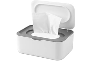 NOVWANG Wipes Dispenser Baby Wipe Holder with Lids, Keeps Wipes Fresh, Refillable Wipes Container with Sealing Design, Bathroom Tissues Wipes Case Box, Grey