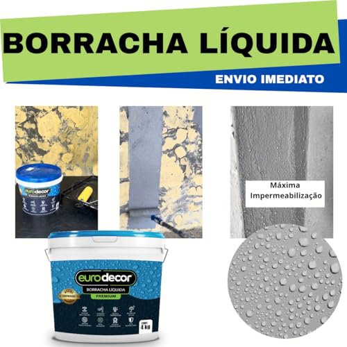 Euro Decor Tinta Borracha Líquida Flexível Premium 10kg - Impermeabilização Total, Flexível e Resistente a Fissuras para Telhados, Reboco e Metal - Isolante Térmico contra Infiltrações (Branco Neve)