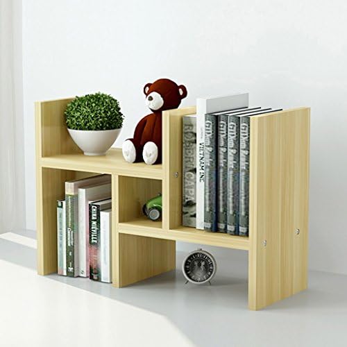 Desktop bookshelf Student desktop small white bookshelves storage shelves children's bookshelf office shelves woody bookshelf textbooks double shelves wild storage cabinets ( Color : Wood color )