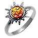 Honey Amber Sterling Silver Sun Ring, size 8