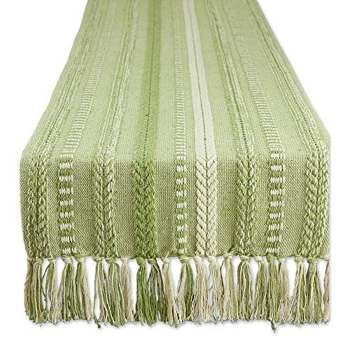 DII Table Runner Collection, Cotton, Antique Green, 15x72 (15x77, Fringe Included)