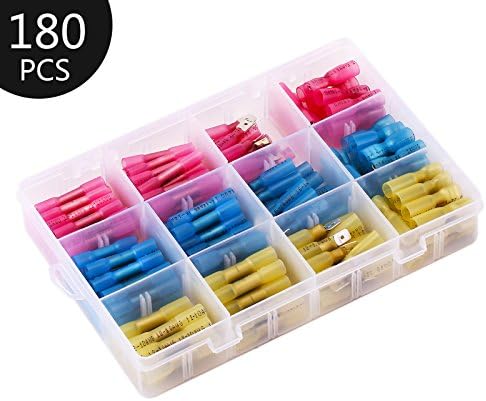 180 PCS Heat Shrink Wire Connectors Electrical Automotive Marine Crimp Terminals Kit by Cookan