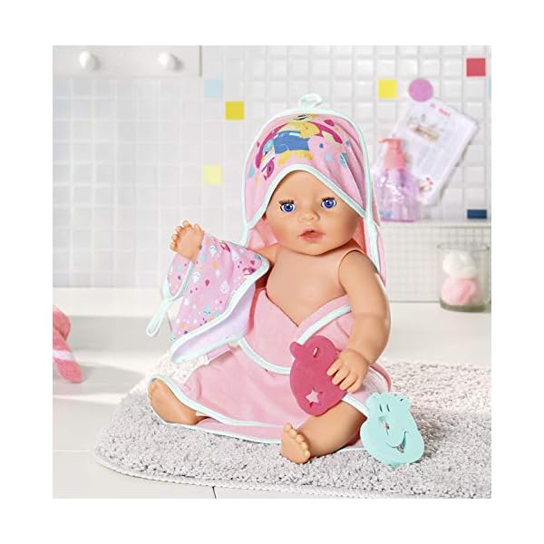 Zapf Creation 827444 BABY born Bath Kapuzenhandtuch & Schwamm Puppenzubehör 4-teilig, rosa – Bild 8