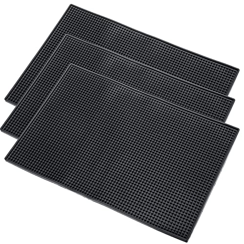 Homtone 45 x 30 cm Set of 3 Black Bar Mats Kitchen Mat for Glasses Cocktail Counter