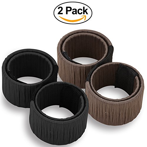 Women's Hair Bun Maker French Twist Hair Fold Wrap Snap by K-Beauty (1 Black, 1 Brown)