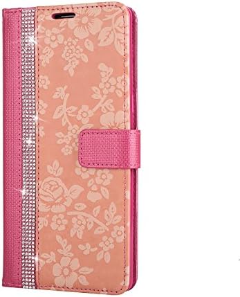 ZCXG Samsung Galaxy Note 8 Cover Diamond Rose Gold Glitter Luxury Stand Cover Card Slots Case Strap Closure Leather Wallet Cover Clear View Ultra Thin Case Shockproof Case Silicone Inner