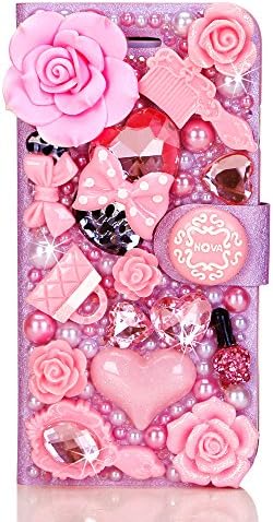 NOVA CASE Glamour Series 3D Bling Crystal PU Leather Flip Case Cover for iPhone 6 Color Fairy Tale (Pink)