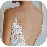 KYHNG Rhinestone Layered Waterdrop Back Chain Sexy Backless Crystal Necklace Bridal Wedding Backdrop Dress Accessories Body Jewelry for Women