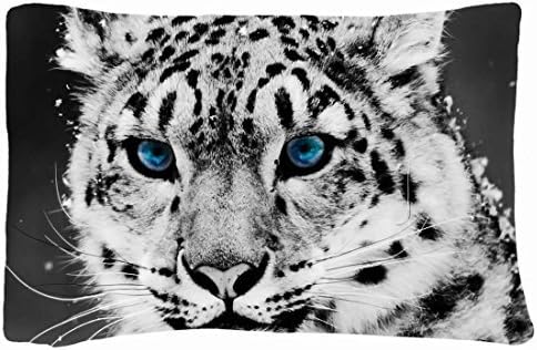 Microfiber Peach Standard Soft And Silky Decorative Pillow Case (20 * 26 Inch) - Nature Snow Blue Eyes Leopards Selective Coloring Snow Leopard Nature Snow