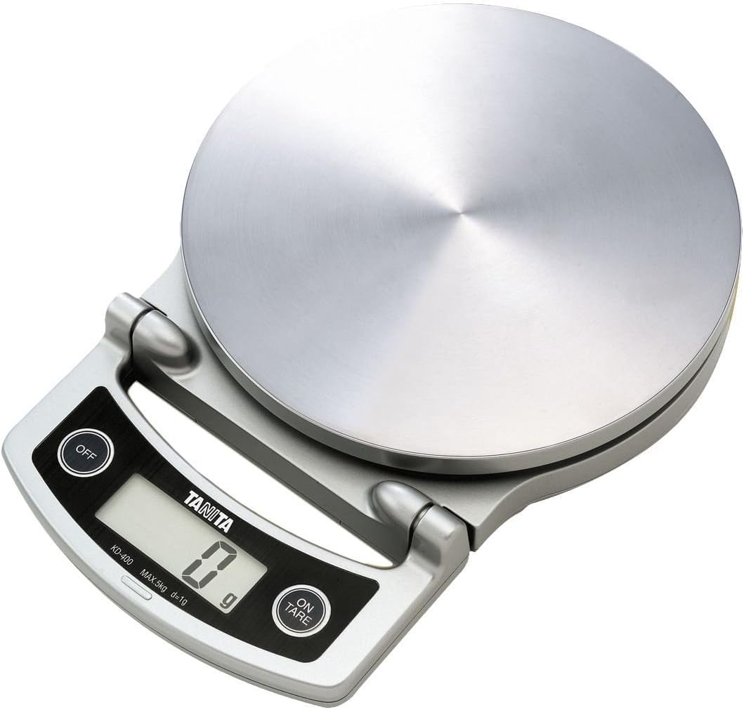 Tanita KD-400 Digital Kitchen Scales 5kg – Stainless Steel Kitchen Weighing Scales, Compact Foldable Food Weighing Scales for Cooking & Baking, Kitchen Essentials, Silver
