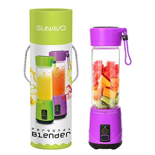 SUNAVO BL-09 Portable Blender Mini Travel Juice Cup,USB Rechargeable Blender Shakes and Smoothies,Blender Smoothie Single Served,with USB Charging Sport Mini Juice Maker,Purple