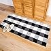 Homcomoda Buffalo Plaid Runner Rug Checkered Cotton Door Mat Hand Woven Washable Plaid Carpet Rug Runner for Hallway Front Door Farmhouse Kitchen Living Room Bedroom-24”x35(Plaid, Black and White)