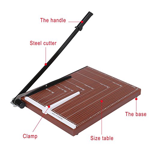 Professional Office Home Guillotine A2 A3 Paper Cutter Black Steel Durable Accurate Desk Tops Paper Cutter Trimmer Scrap Machine (Red, 18.9 x 15.0 x 1.3inch)
