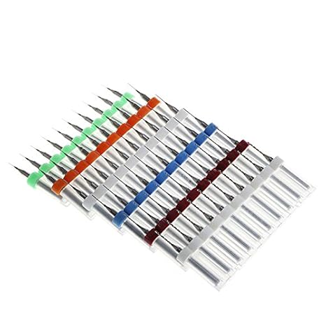 Generic diameter 9 : 10Pcs 0.2mm-0.9mm Tip 1/8" Shank Spiral Flute Tungsten Carbide Micro PCB Drill Bit