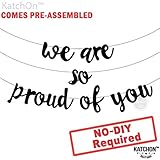 We are so Proud of you Graduation Banner - Assembled - Graduation Party Supplies 2019, Graduation Decoration, Black Banner Sign for Mantle, Congratulations Grad Party Decorations, NO DIY, Felt Banner