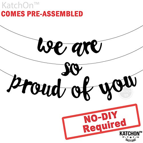 We are so Proud of you Graduation Banner - Assembled - Graduation Party Supplies 2019, Graduation Decoration, Black Banner Sign for Mantle, Congratulations Grad Party Decorations, NO DIY, Felt Banner