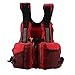 Kayaking Fishing Life Jacket Watersports Life Jacket with Multi-Pockets whistle and Reflective Stripe ( Color : Red )