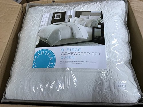 Best Martha Stewart Marble Flowers Ivory 9 Piece Queen Comforter