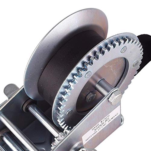 Kinbelle 3500lbs Dual Gear Hand Winch Hand Crank Manual Boat ATV RV Trailer Heavy Duty (B)
