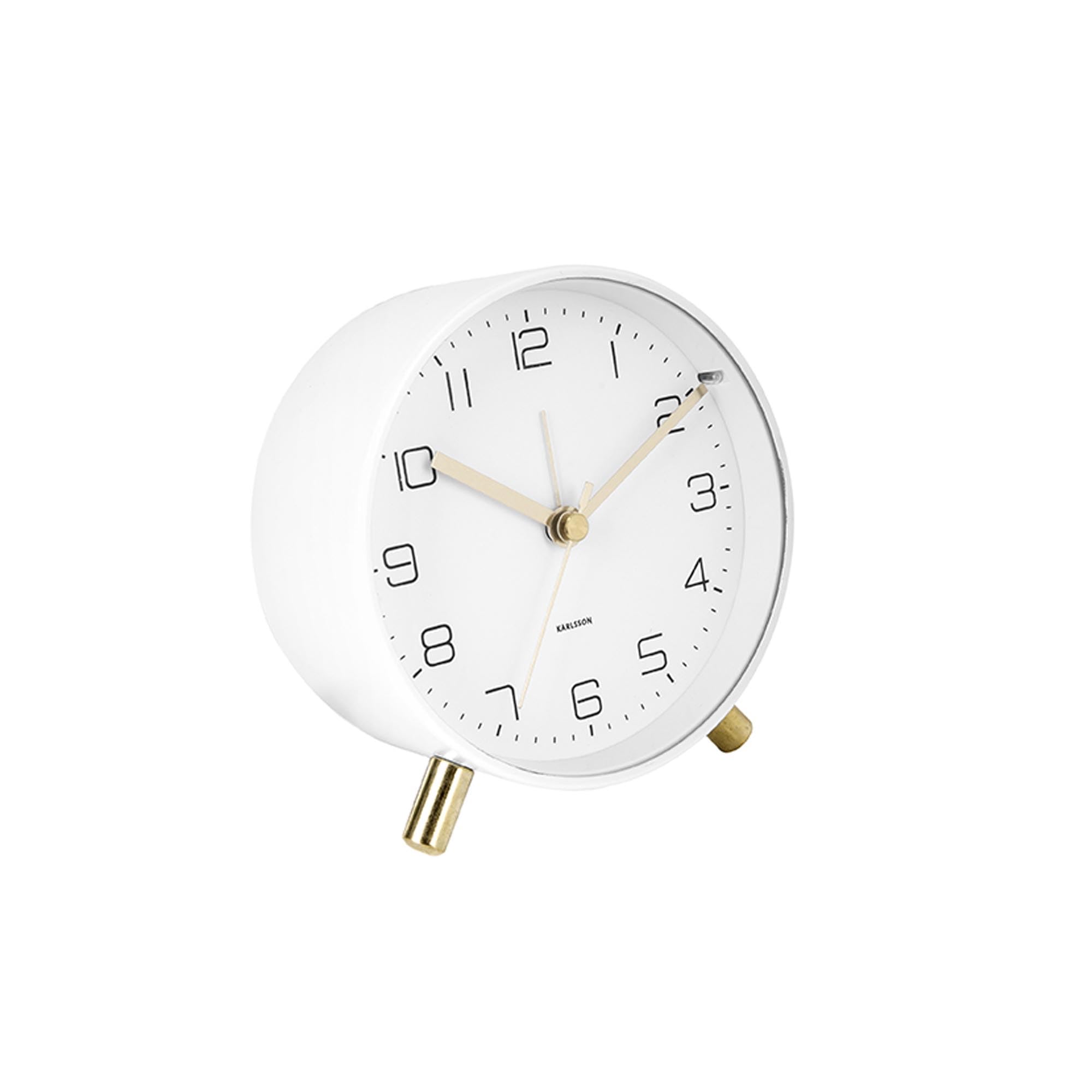 Karlsson Lofty Alarm Clock - White - Diameter 11 cm - Round - Iron - Alarm Clock for Bedroom