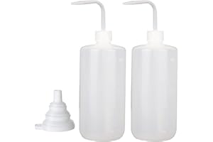 Hyber&Cara Safety Tattoo Wash Bottle 2Pcs 500ml Plastic Squeeze Bottle with 1Pc Silicone Funnel for Lab Plant Watering