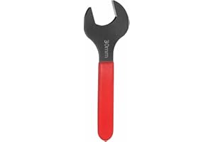 HARFINGTON Single Open End Wrench 30mm Metric 15 Degree Offset Angle U-Shaped Open Ended Spanner Small Flat Head Blackening Wrench with Red Shank for Automotive Repair Furniture Assembly