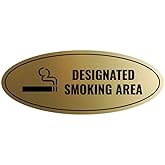 Signs ByLITA Oval Designated Smoking Area Sign (Brushed Gold) - Medium