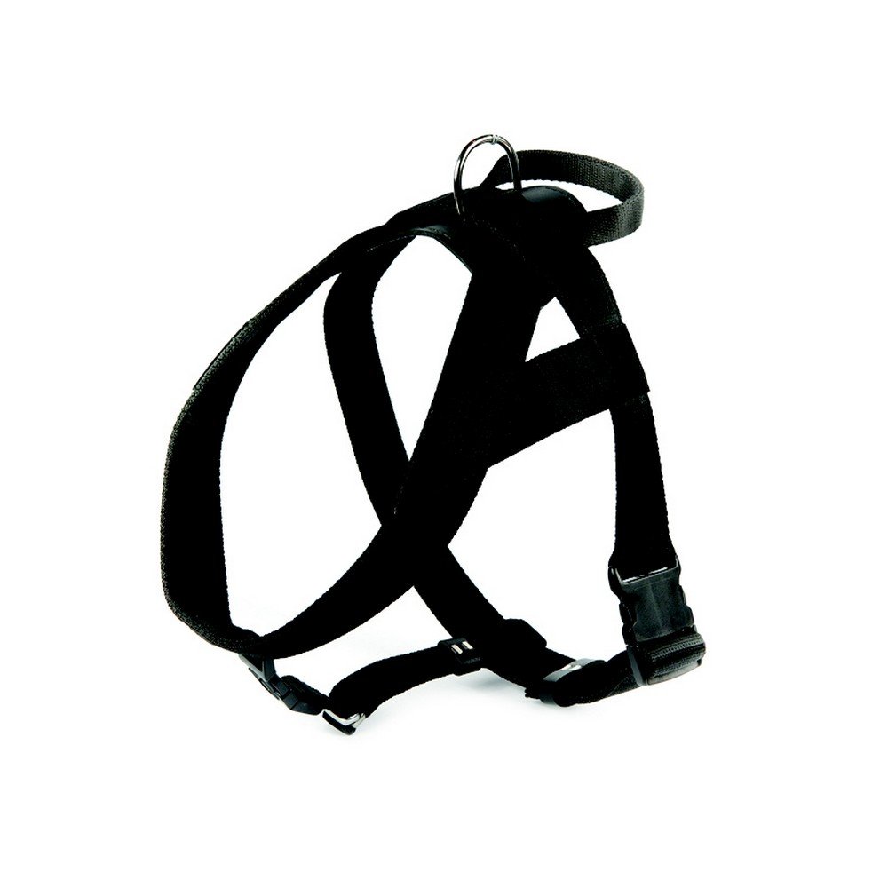 Dingo Dog Harness, Fabric Handmade, with a Handle on the Top and Safety Plastic Clasp Black 12849