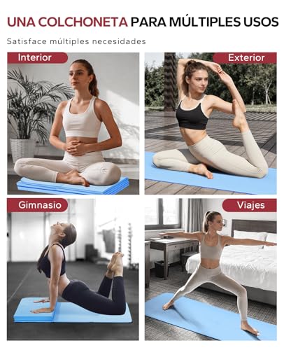 HAPBEAR Foldable Yoga Mat 183x61cmx6mm, TPE Non-Slip Exercise Mat for Home Workout, Yoga, Pilates, Stretching and Travel