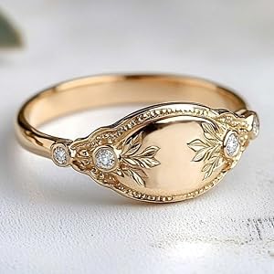 Vintage Inlay Zirconia Signet Style Leaf Engravings Rings for Women Daily Casual Party Rings Jewelry Gifts