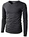 H2H Mens Casual Slim Fit Long Sleeve Slit Wide Neck T-Shirt Of Various Colors