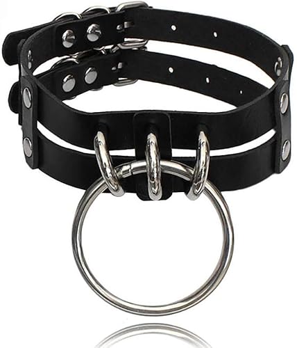 Amazon Hkun チョーカー メンズ レディース リング 首輪 2連 ベルト式 調節可能 Puレザー 欧米風 パンク ネックレス ファッション アクセサリー 男女兼用 プレゼント 黒 ネックレス 通販