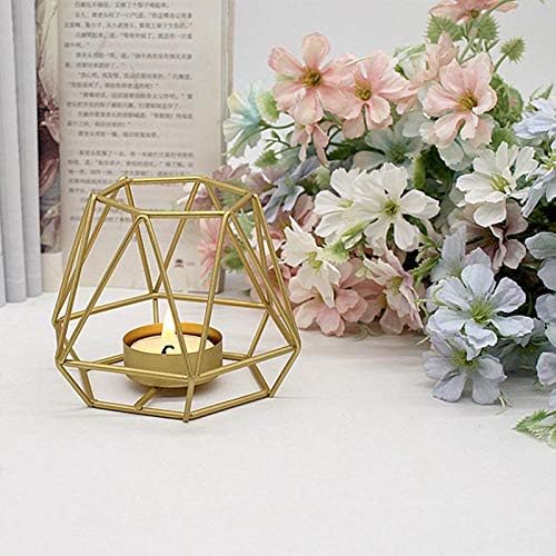 17 5 15cm Decoration De Mariage A Large Nowbetter Photophore Creatif Geometrique Creux En Metal Dore Pour Bougie Chauffe Plat Bougeoir Pour Table De Maison