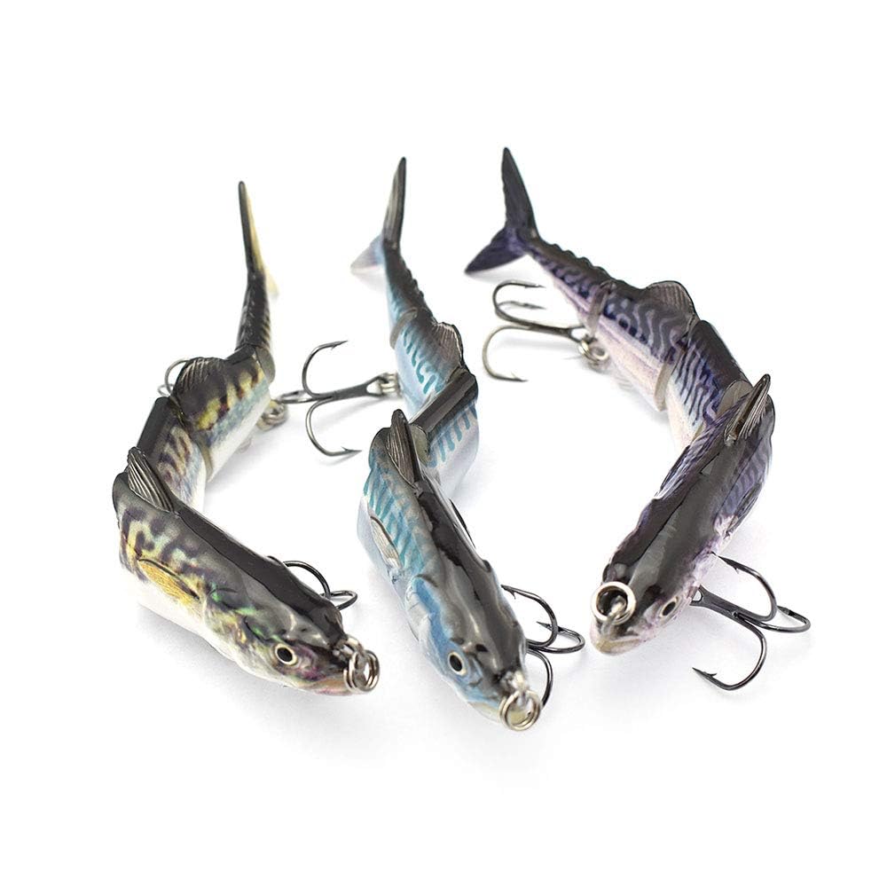 ODS Tuna Fishing Lure 4 Segment Jointed Swimbait with Treble Hooks for Freshwater and Saltwater Sinking (Kit 1)…