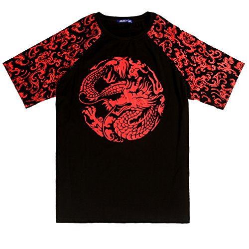 Plusart Men's Dragon Graphic T-Shirt