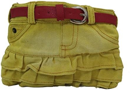 TOWOMO Fashion Young Lady Jeans Skirt Mobile Phone Bag With Shoulder Strap Cross Body Phone Purse-Yellow