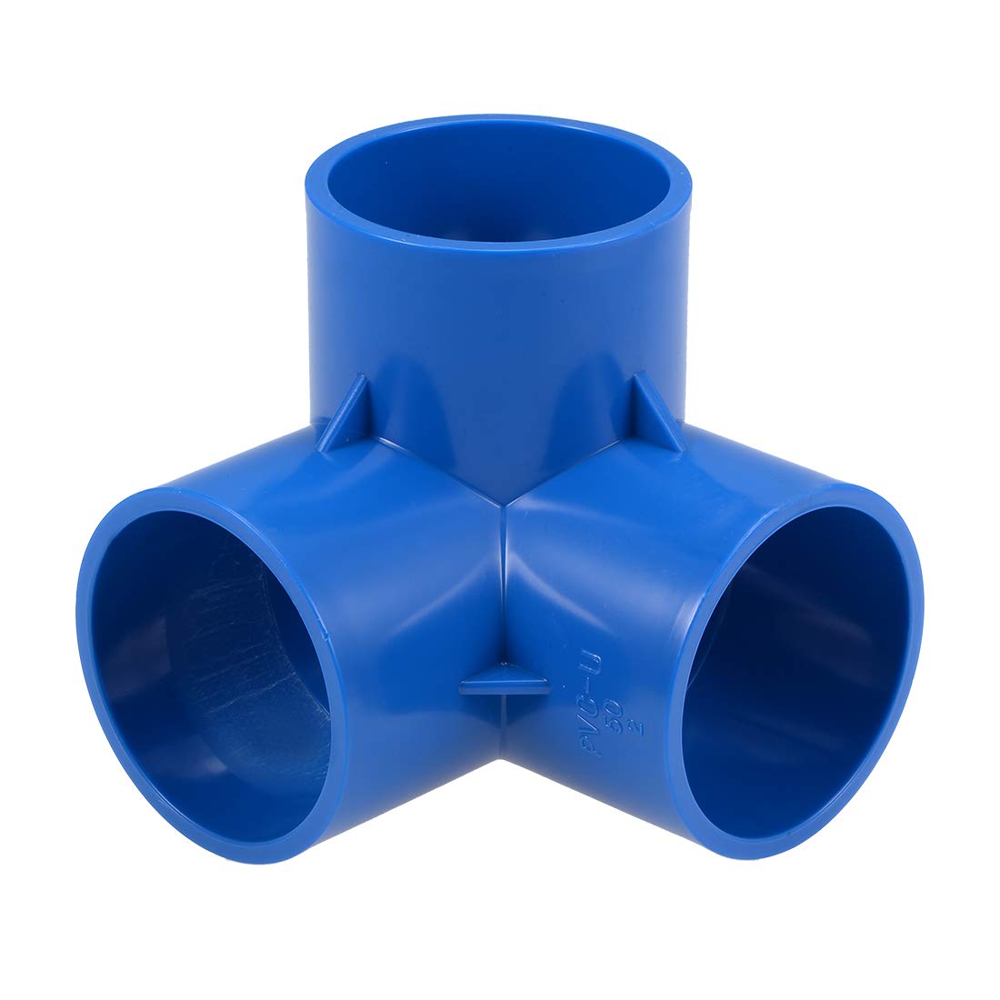 sourcing map 3-Way Elbow PVC Pipe Fitting Furniture Grade 50mm Size Tee Corner Fitting Blue 2pcs