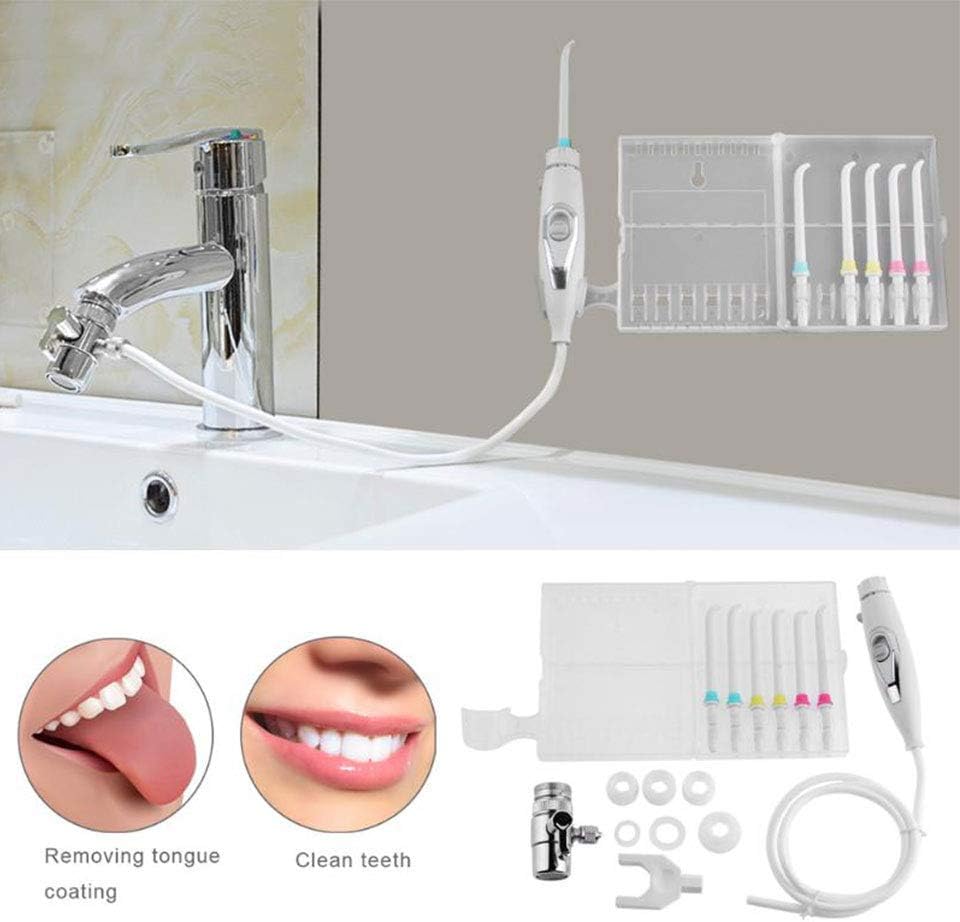 Faucet Water Dental Flosser Oral Irrigator Switch Jet Floss Toothbrush Irrigation SPA Teeth Tooth Cleaning + 6pcs Nozzle