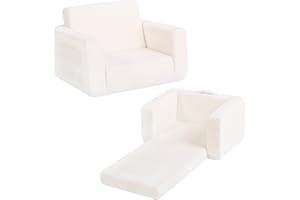 Tiita Kids Sofa, 2-in-1 Toddler Chair, Convertible Children Couch to Lounger, Flip Out Kid Sofas Chair, Toddler Armrest Chairs Bed, Folding Kids Play Sofa for Girl or Boy (Beige)