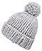 Arctic Paw Super Chunky Cable Knit Beanie Hat with Yarn Pompom Grey