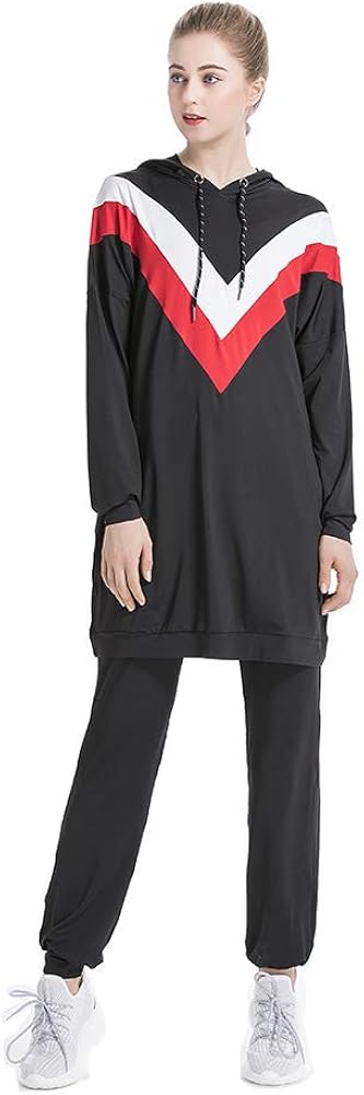 DreamsyUS Muslims Tracksuits Women Islamic Tracksuit Hoodies Casual Outdoor Color Sports Suit: Clothing