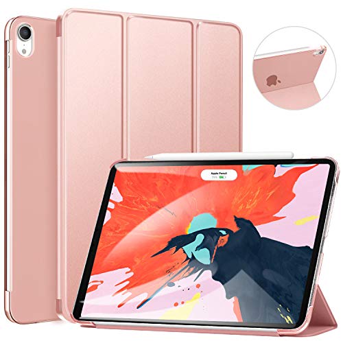 Ztotop Case for iPad Pro 11" 2018 - Slim Lightweight Trifold Stand Smart Shell with Auto Wake/Sleep + Rugged Translucent Back Cover Support iPad Pencil Charging for iPad Pro 11, RoseGold
