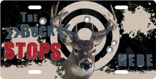 Deer Hunter "Buck Stops Here" License Plate Novelty Tag from Redeye Laserworks