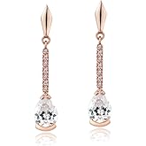 Sterling Silver Cubic Zirconia Pear Cut Dangle Earrings