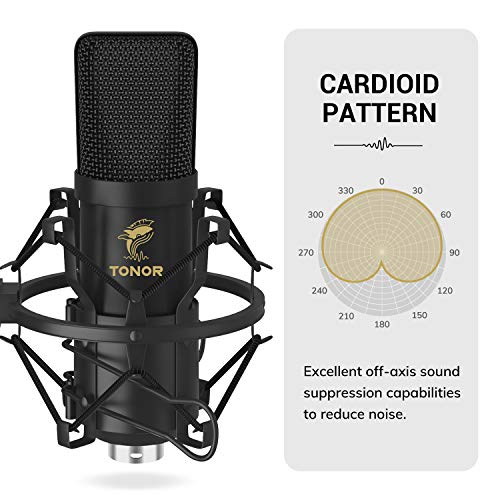 TONOR XLR Condenser Microphone, Professional Cardioid Studio Mic Kit with T20 Boom Arm, Shock